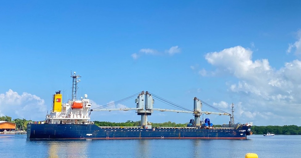 Arriba a Puerto Chiapas buque granelero Mar de Cortes