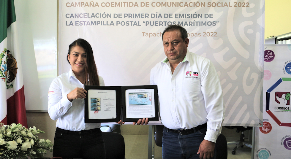 Puerto Chiapas participa en ceremonia de cancelación de sello postal 'Puertos Marítimos'